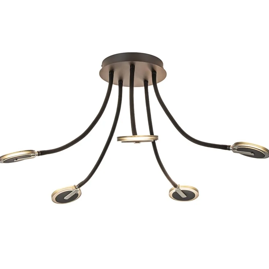 Verstelbare 5-lichts plafondlamp LED met smoke glas>Straluma Online