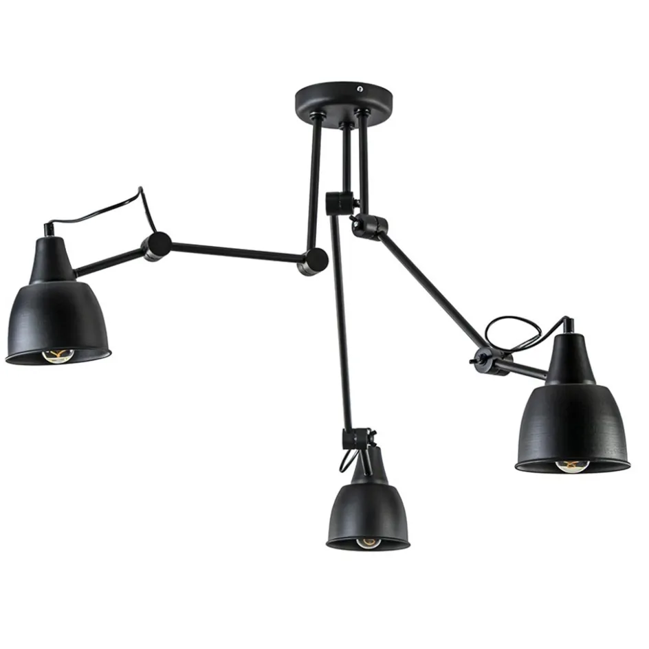 Verstelbare 3-lichts plafondlamp met zwarte kappen>Straluma Discount