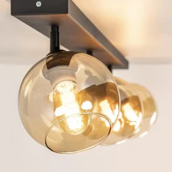 Verstelbare 3-lichts plafondlamp met amber glas></noscript>Straluma Hot