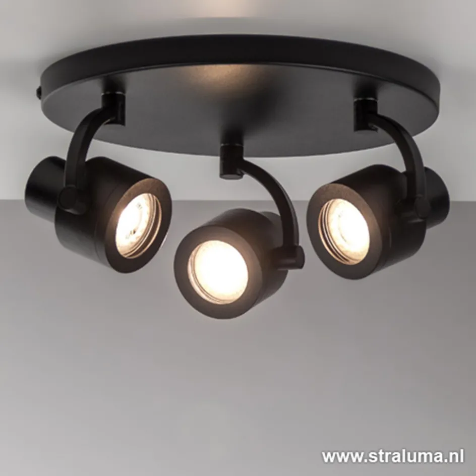 Verstelbare opbouwspot zwart 3-lichts>Straluma Clearance