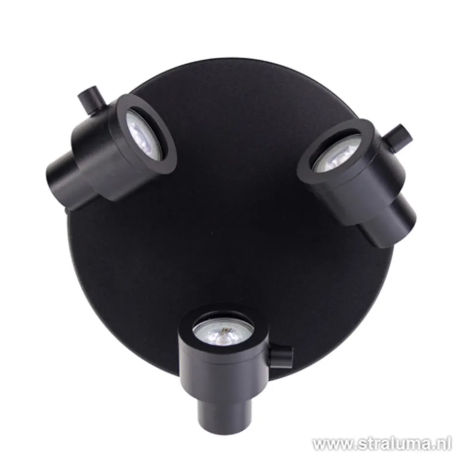 Verstelbare opbouwspot zwart 3-lichts>Straluma Clearance