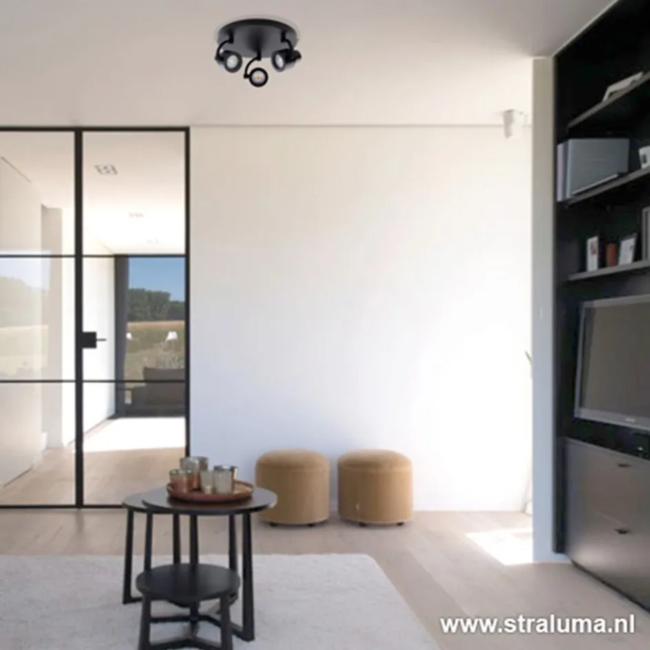Verstelbare opbouwspot zwart 3-lichts>Straluma Clearance