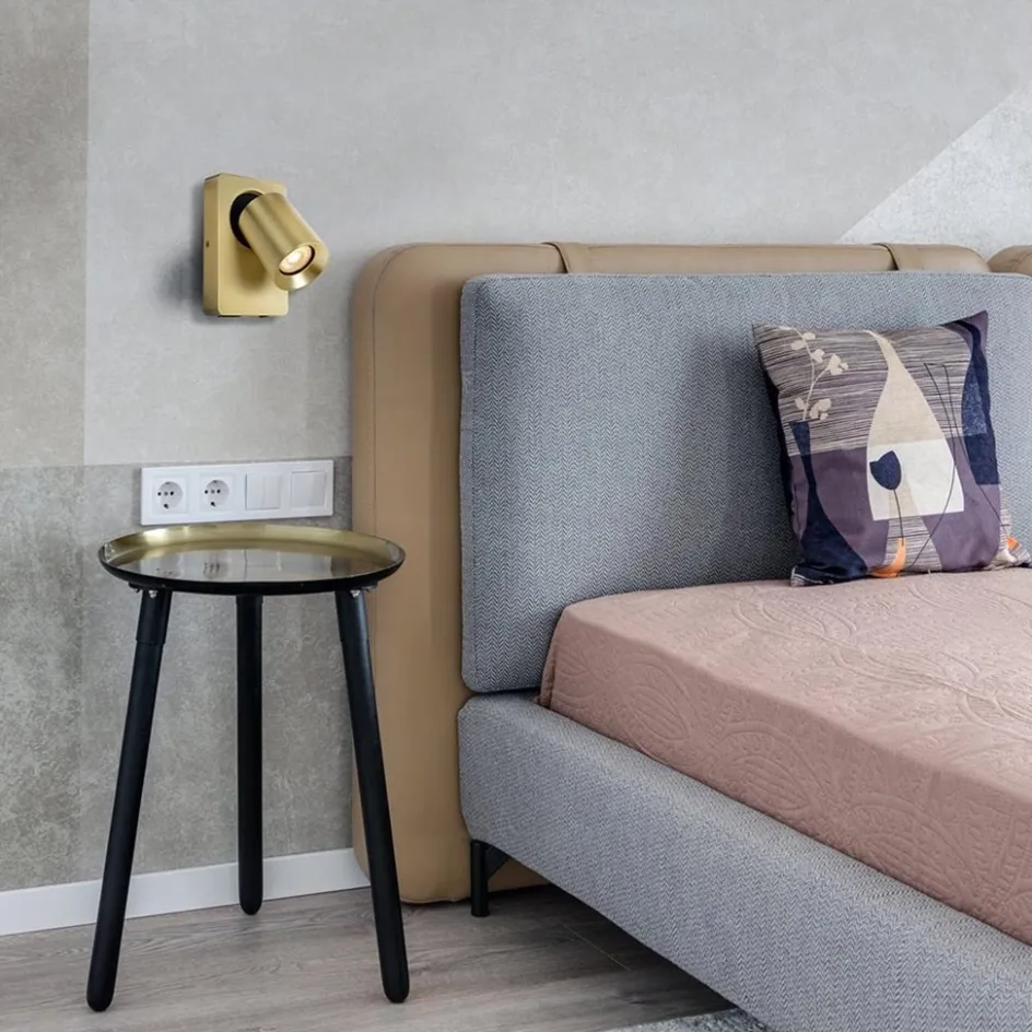 Verstelbare wandlamp mat goud inclusief dimbaar LED en USB>Straluma Clearance