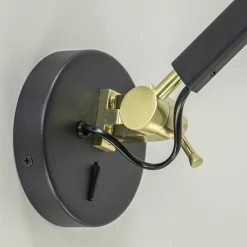 Verstelbare wandlamp mat zwart met gouden details><noscript><img width=