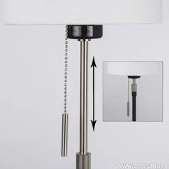 Verstelbare zwarte tafellamp met kap><noscript><img width=