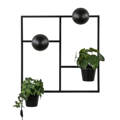 Vierkant wandrek met plantenpotten en E27 fittingen>Straluma