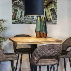 Vierkante bartafel mangohout 80x80 cm met zwarte poot></noscript>Straluma Discount