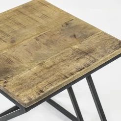 Vierkante bijzettafel zwart met mango hout><noscript><img width=
