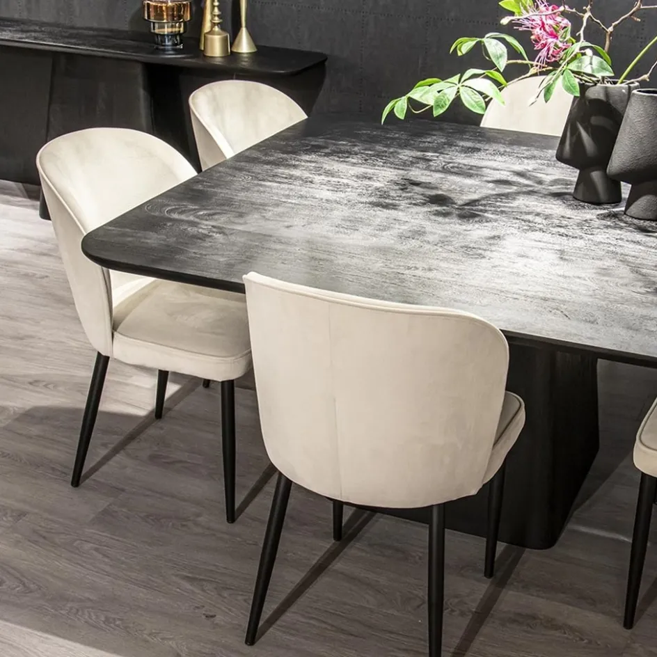 Vierkante eettafel zwart mango hout 150x150 cm>Straluma New