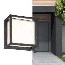 Vierkante LED wandlamp buiten IP65 antraciet><noscript><img width=