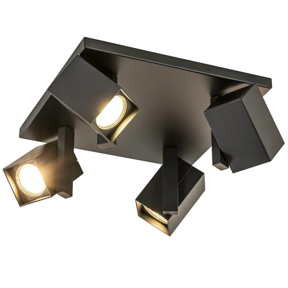 Vierkante opbouwspot 4L zwart verstelbaar>Straluma Outlet