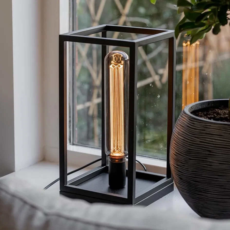 Vierkante tafellamp frame zwart modern>Straluma New