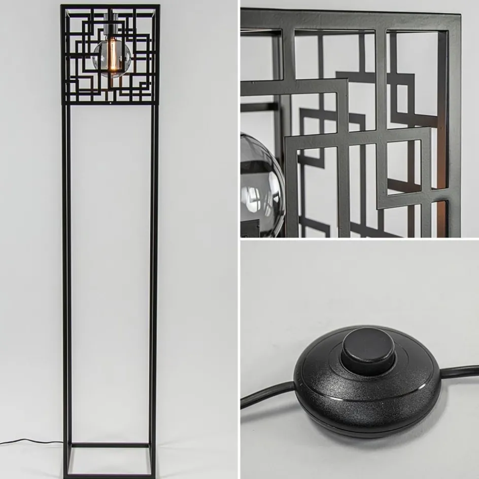 Vierkante vloerlamp mat zwart metaal>Straluma