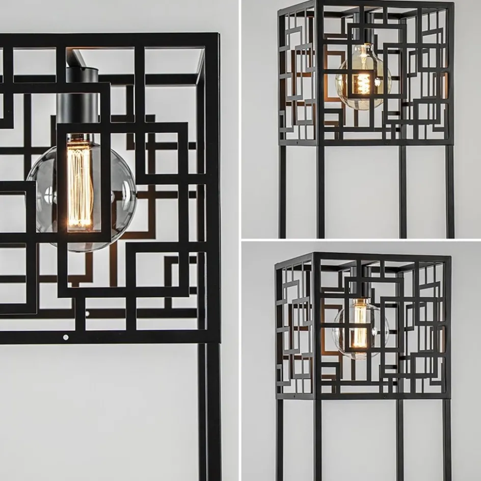 Vierkante vloerlamp mat zwart metaal>Straluma