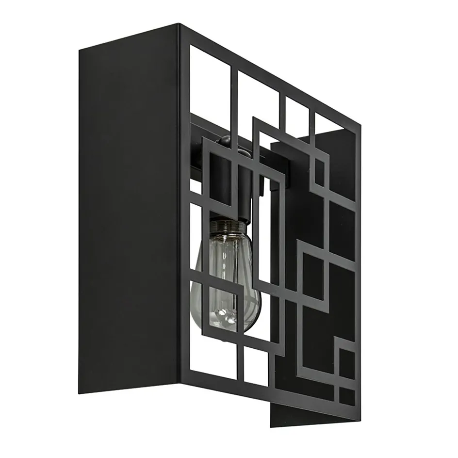 Vierkante wandlamp zwart metaal>Straluma