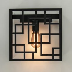 Vierkante wandlamp zwart metaal><noscript><img width=