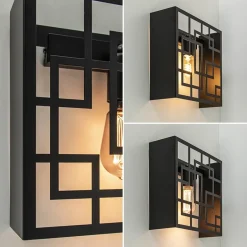 Vierkante wandlamp zwart metaal><noscript><img width=