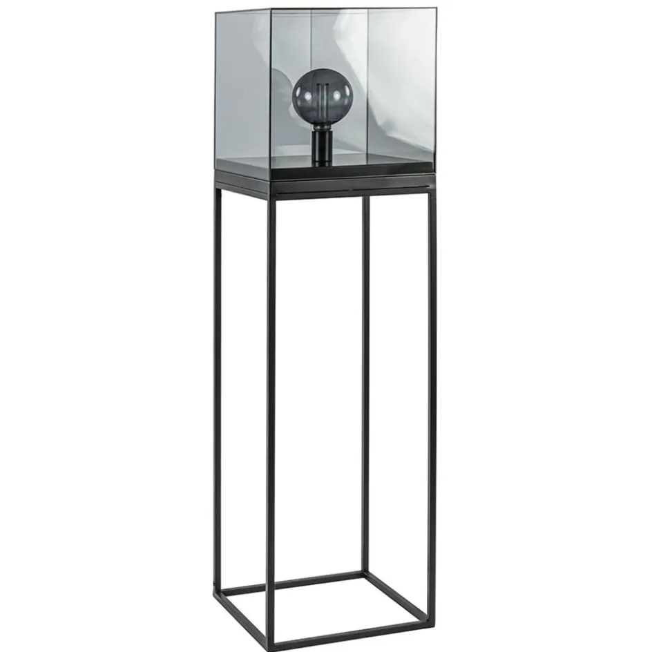 Vloerlamp Askjer kubus zwart/smoke glas>Straluma Outlet