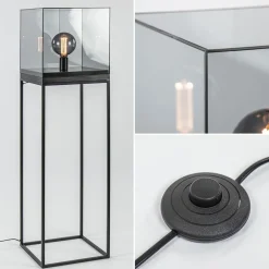 Vloerlamp Askjer kubus zwart/smoke glas>Straluma Outlet