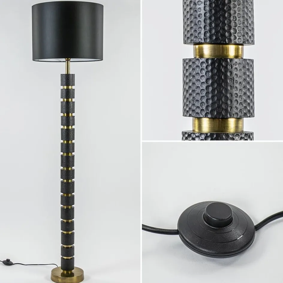 Vloerlamp Azoyu zwart/brons exclusief kap>Straluma New