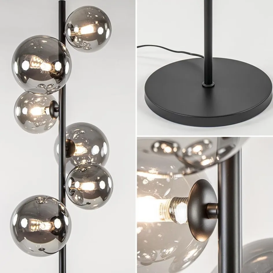 Vloerlamp Calcio 6l zwart + smoke glas>Straluma Clearance