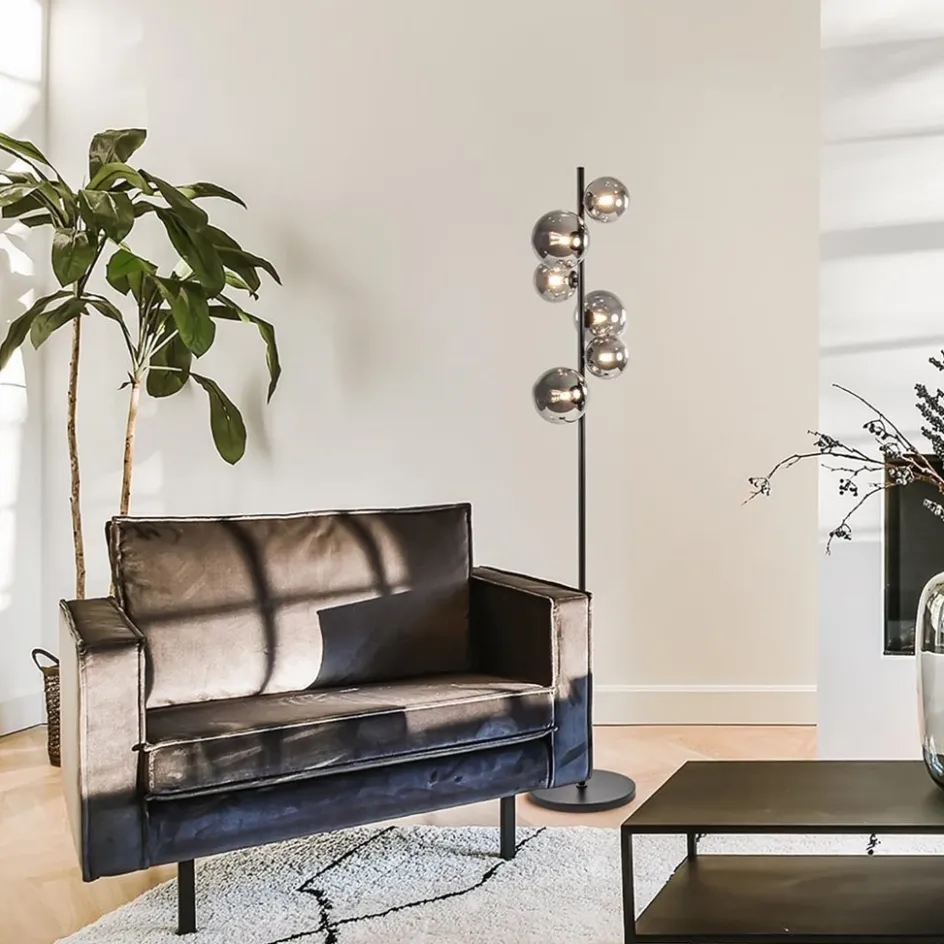 Vloerlamp Calcio 6l zwart + smoke glas>Straluma Clearance