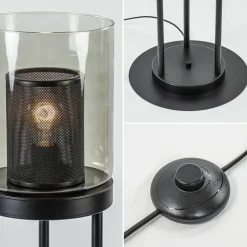 Vloerlamp cilinder mat zwart met smoke glazen kap><noscript><img width=