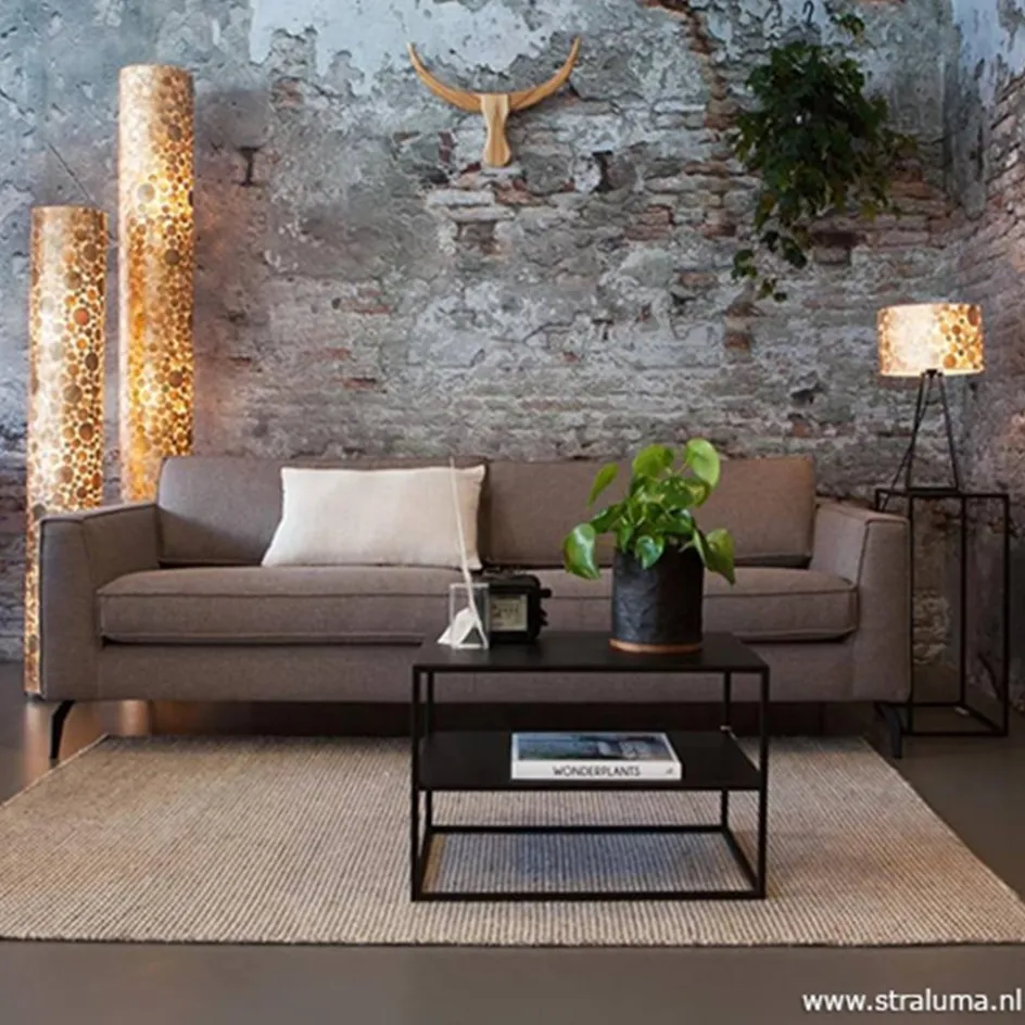 Vloerlamp Coin schelpen cilinder gold>Straluma Outlet