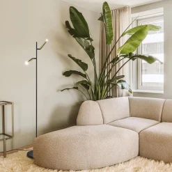 Vloerlamp Flute 2l zwart/matgoud pushdim></noscript>Straluma Hot