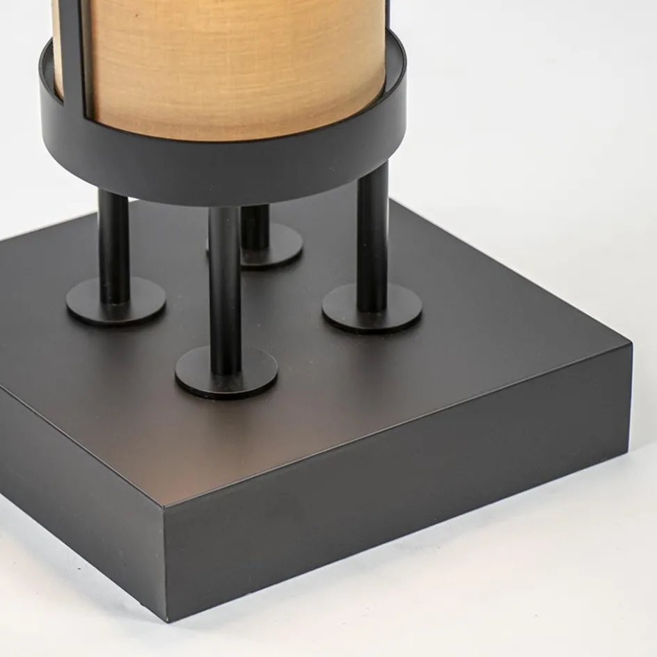 Vloerlamp 4L zwart + cilinder kappen bruin>Straluma Clearance