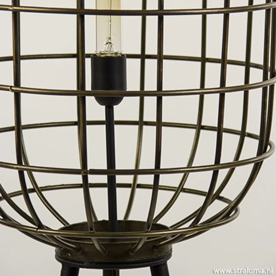 Vloerlamp oud-brons zwart kooi>Straluma Sale
