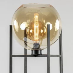 Vloerlamp zwart + amber glazen bol></noscript>Straluma Outlet