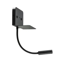 Wandlamp bed zwart flex + USB charger>Straluma Best