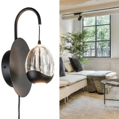 Wandlamp Black Egg zwart/helder glas><noscript><img width=
