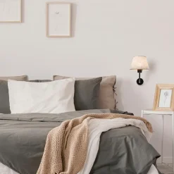 Wandlamp Chicago zwart/zandkleur kap><noscript><img width=