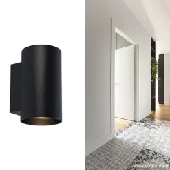Wandlamp cilinder zwart up+down gu10><noscript><img width=