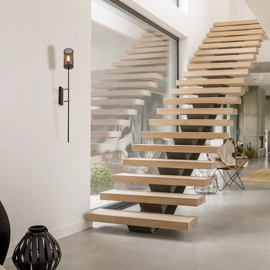 Wandlamp cilinder zwart/goud XL>Straluma Best