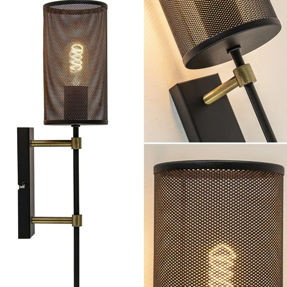 Wandlamp cilinder zwart/goud S>Straluma Hot