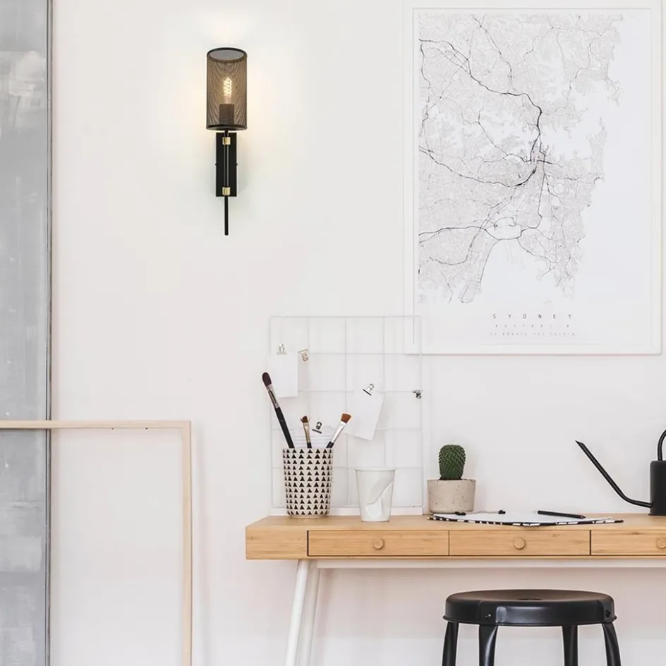 Wandlamp cilinder zwart/goud S>Straluma Hot