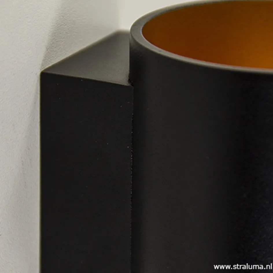 Wandlamp cilinder zwart/goud>Straluma Online