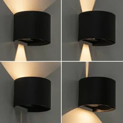 Wandlamp Davos afgerond zwart IP54 2700k><noscript><img width=