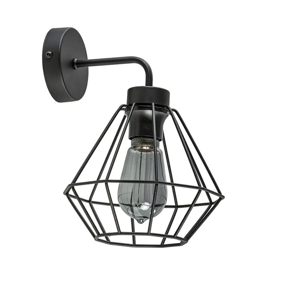 Wandlamp draadkorf zwart>Straluma