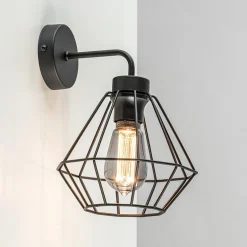 Wandlamp draadkorf zwart>Straluma