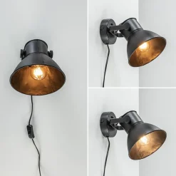 Wandlamp Eliano zwart industrieel><noscript><img width=