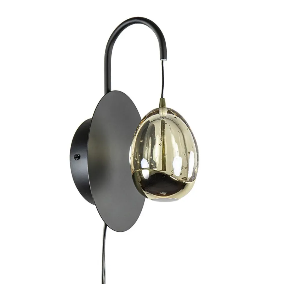 Wandlamp Golden Egg zwart/goud>Straluma