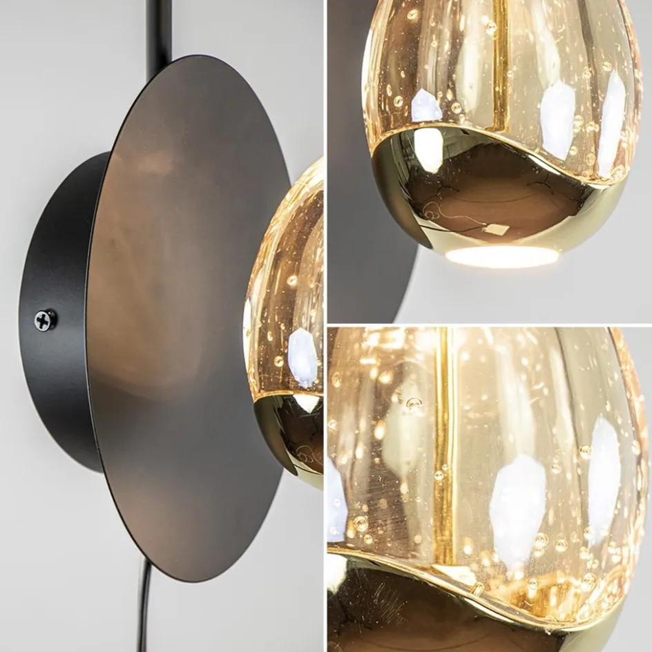 Wandlamp Golden Egg zwart/goud>Straluma