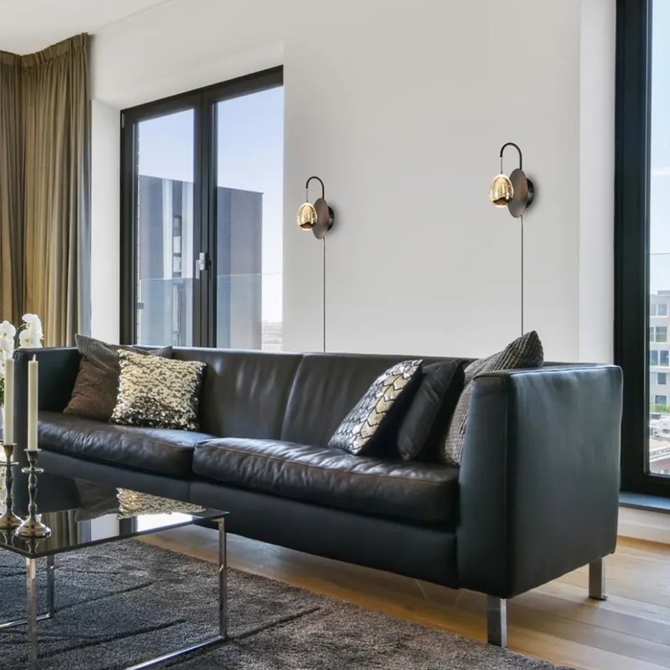 Wandlamp Golden Egg zwart/goud>Straluma