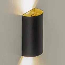 Wandlamp Hera afgerond zwart/matgoud 2xgu10><noscript><img width=