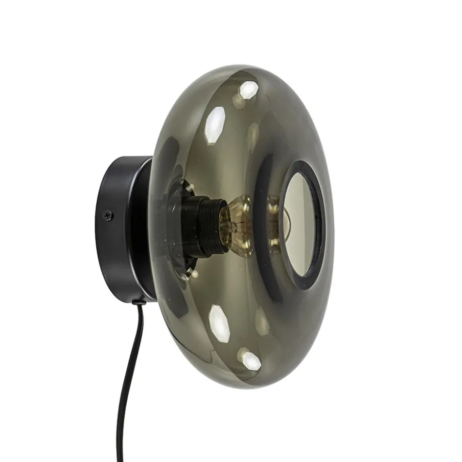 Wandlamp Hoseki zwart + smoke glas>Straluma Online