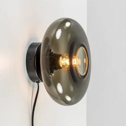 Wandlamp Hoseki zwart + smoke glas>Straluma Online